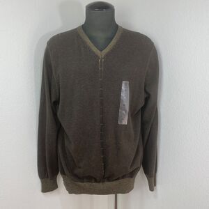 Covington Mens Brown Knit Cotton Sweater Jumper XL Long Sleeves Pull-Over NWT